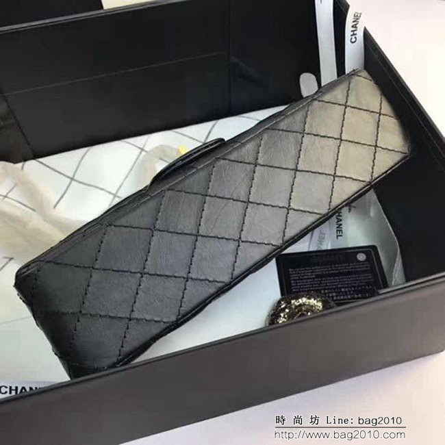 香奈兒CHANEL 225 進口大象紋胎牛皮金銀扣單肩斜挎鏈條包 DSC2037